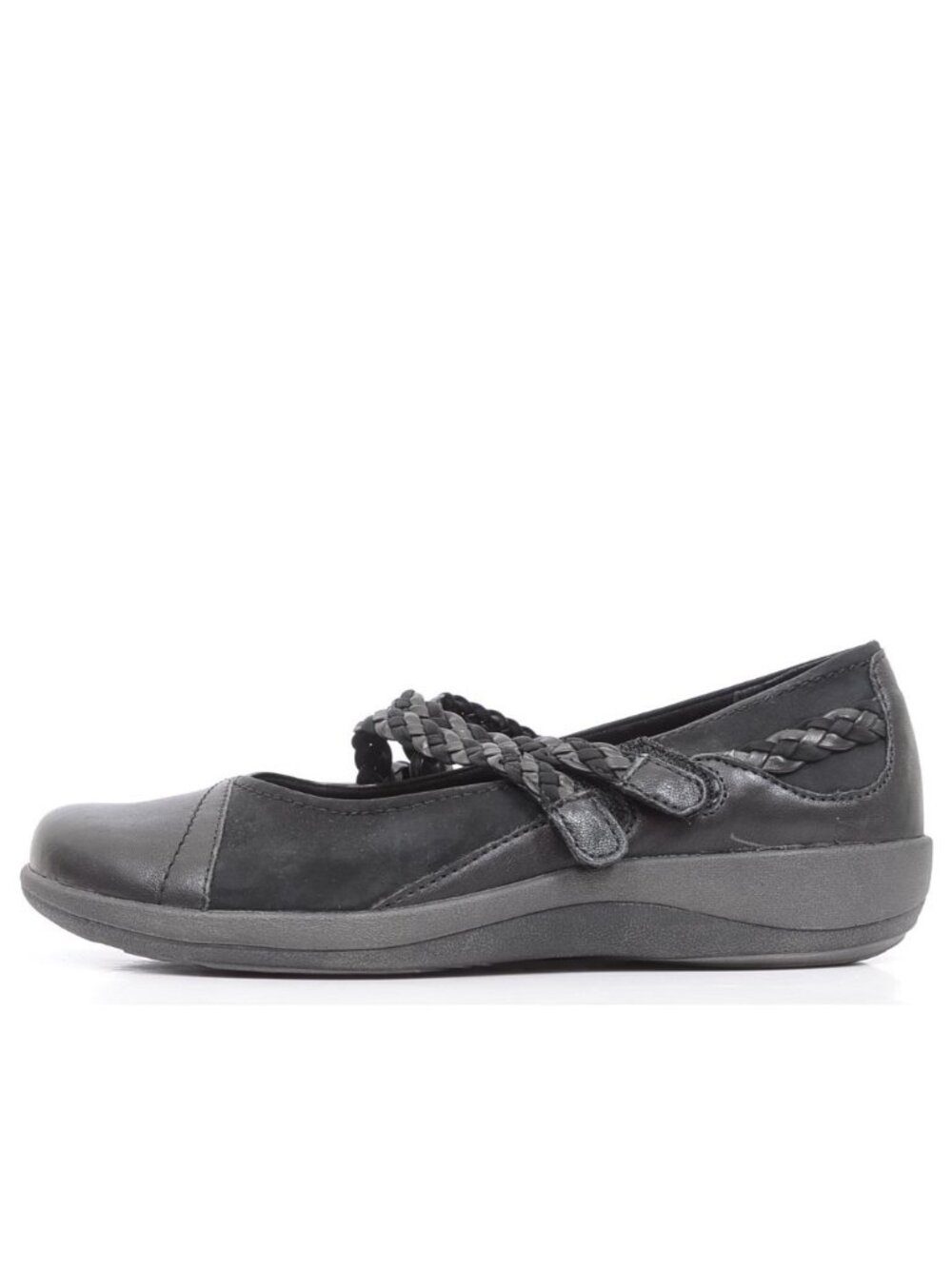 Aetrex Annie Women's 10 Black Leather Hook & Loop Mary Jane Comfort Work Shoes - Picture 8 of 10
